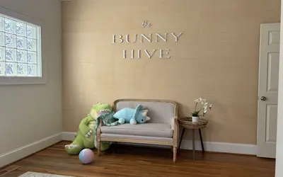 Indoor play space for babies and toddlers at The Bunny Hive Raleigh